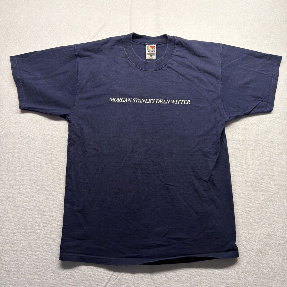 RARE! Vintage Morgan Stanley Dean Witter Blue Spell Out T-Shirt Bank Relic Large